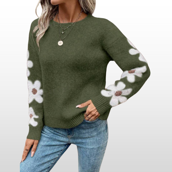 ZOEY™ - Round Neck Floral Pattern Sweater