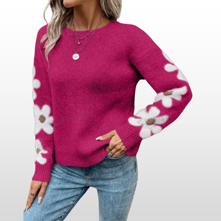 ZOEY™ - Round Neck Floral Pattern Sweater