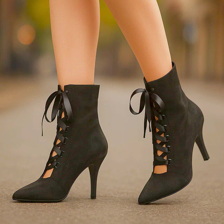 STELLA SATIN LACE-UP BOOTS