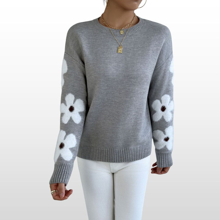 ZOEY™ - Round Neck Floral Pattern Sweater