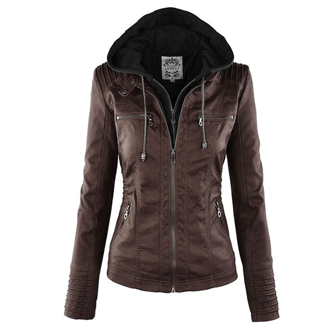 Olive | Stylish Leather Jacket with Hood
