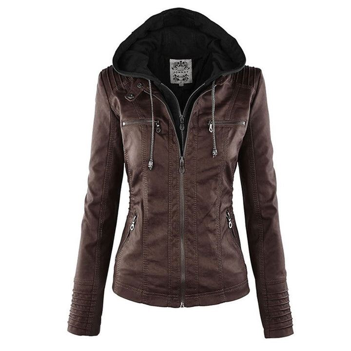 Olive | Stylish Leather Jacket with Hood