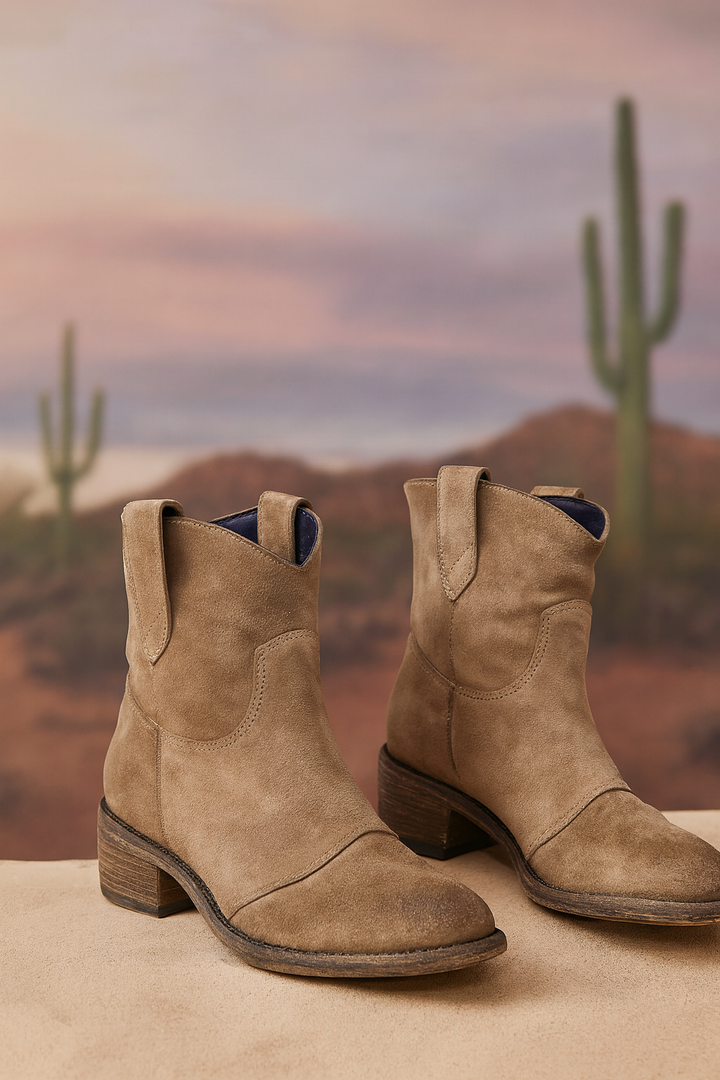 Faye | Premium Suede Western Ankle Boots