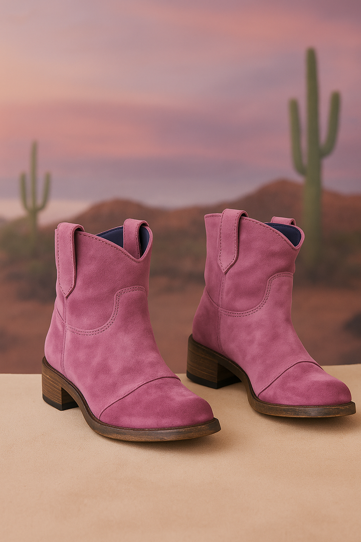 Faye | Premium Suede Western Ankle Boots