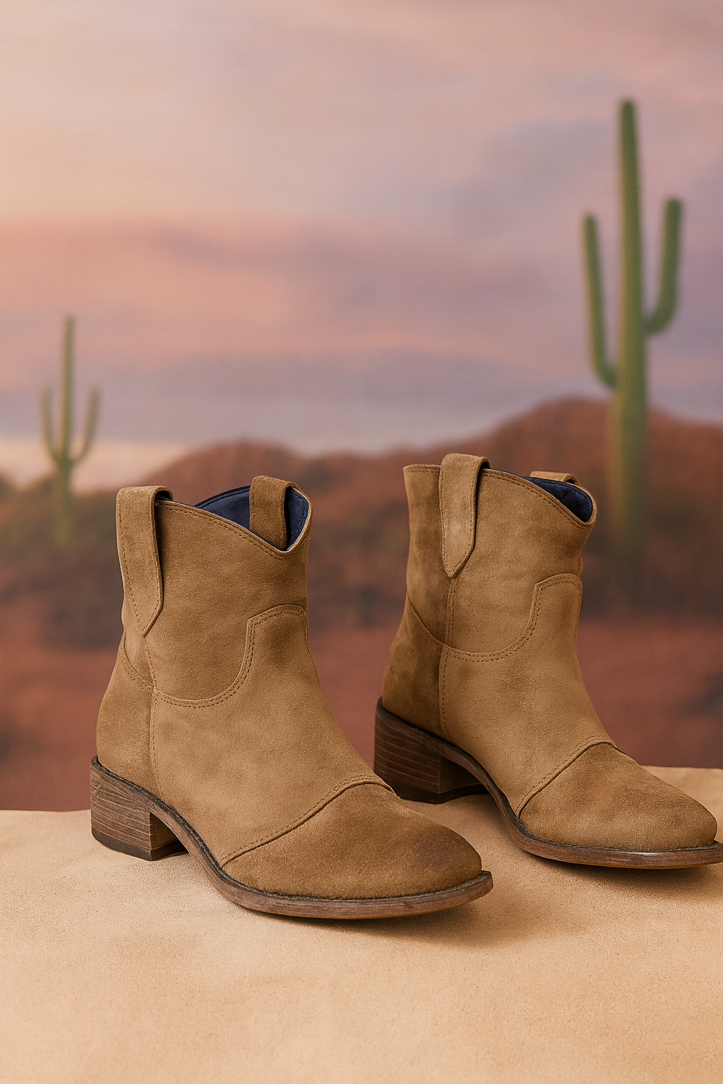 Faye | Premium Suede Western Ankle Boots