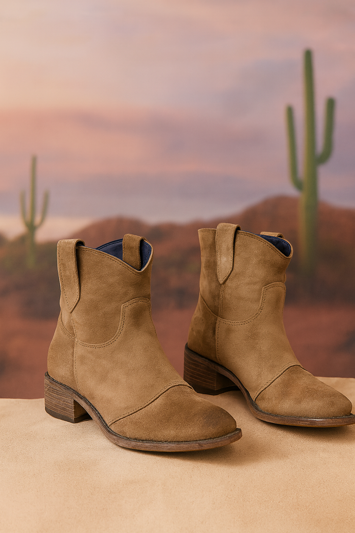 Faye | Premium Suede Western Ankle Boots