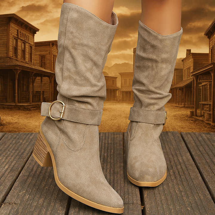 Lola | Khaki Slip-On Trail Boots