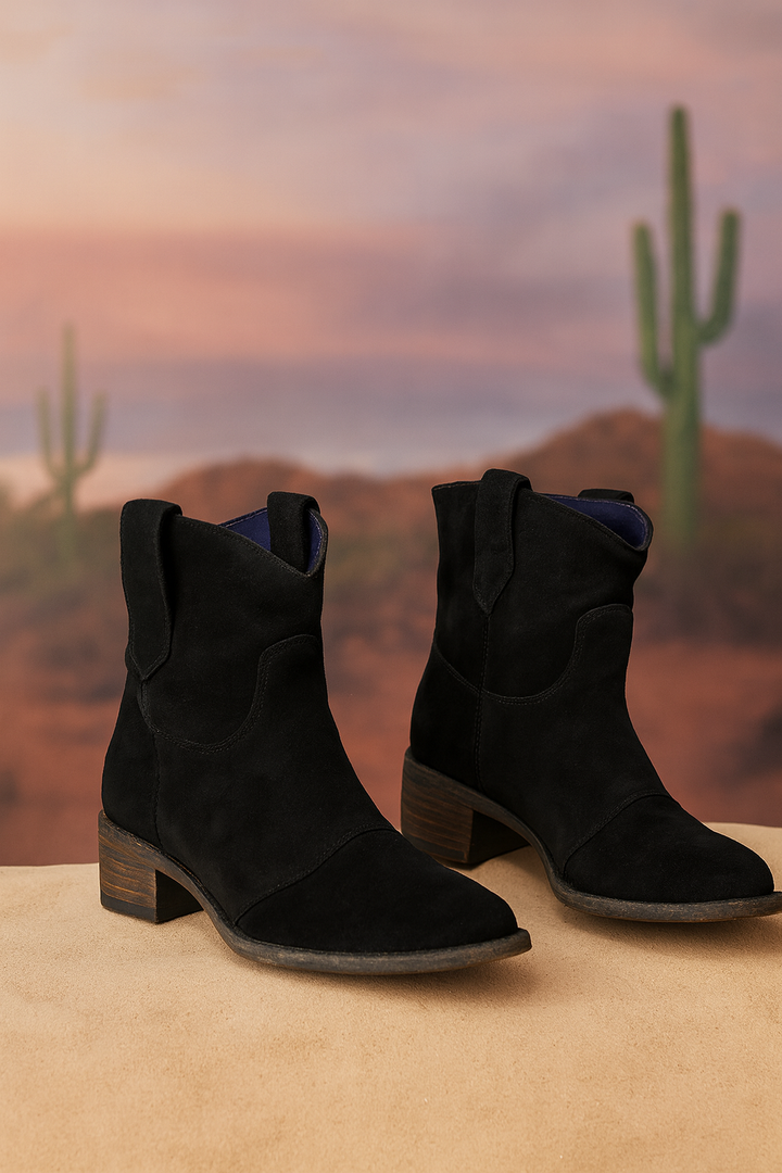 Faye | Premium Suede Western Ankle Boots