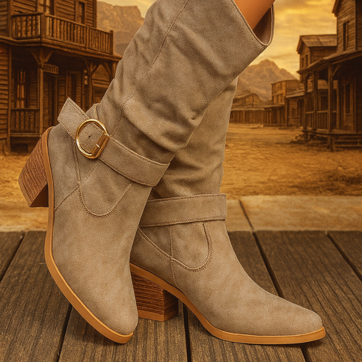 Lola | Khaki Slip-On Trail Boots