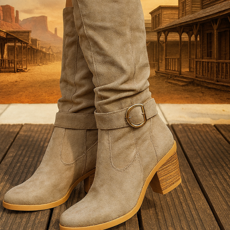 Lola | Khaki Slip-On Trail Boots