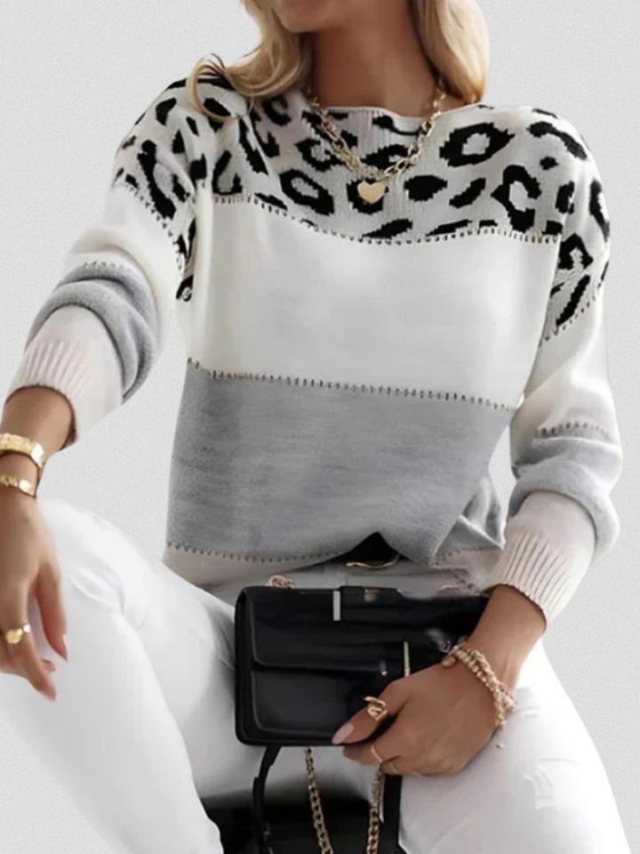EMMA LEOPARD ACCENT SWEATER