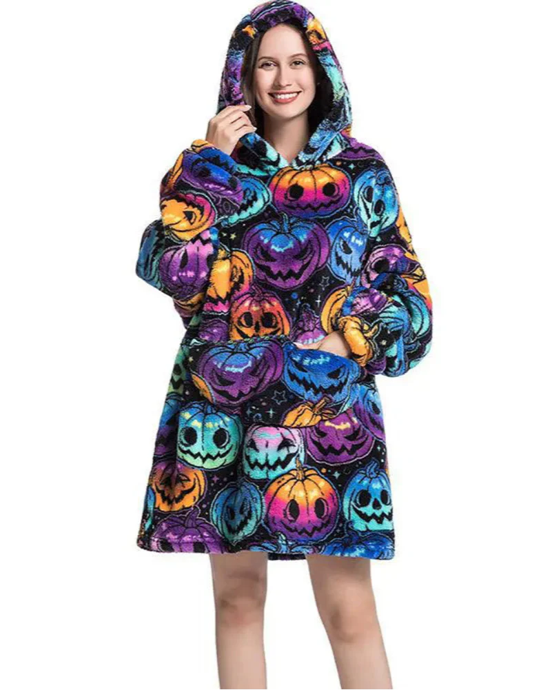 Halloween Pajamas & Blanket Loungewear Set for Women & Men