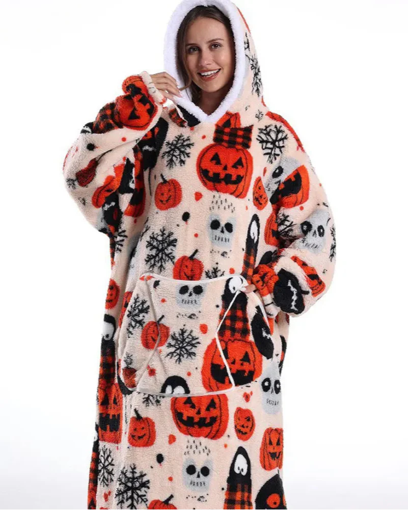 Halloween Pajamas & Blanket Loungewear Set for Women & Men