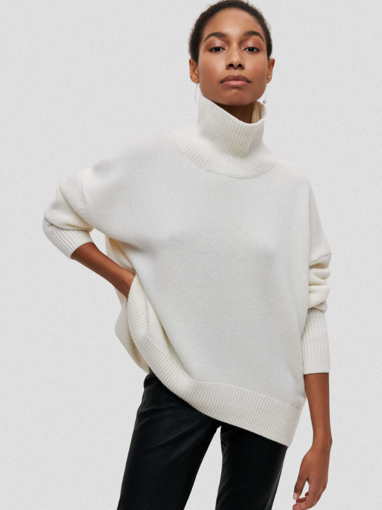 ELENA HIGH-COLLAR KNIT SWEATER