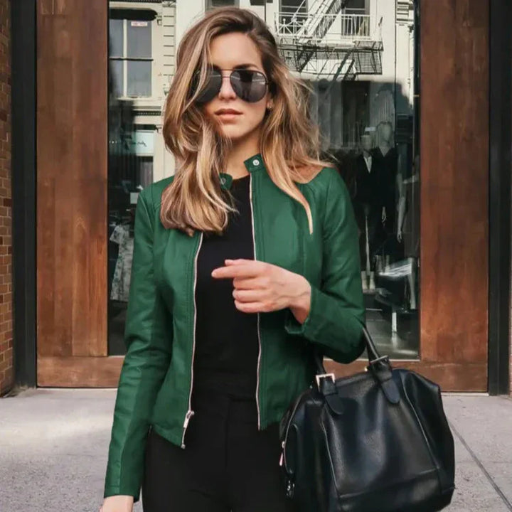 Olive | Versatile Leather Jacket