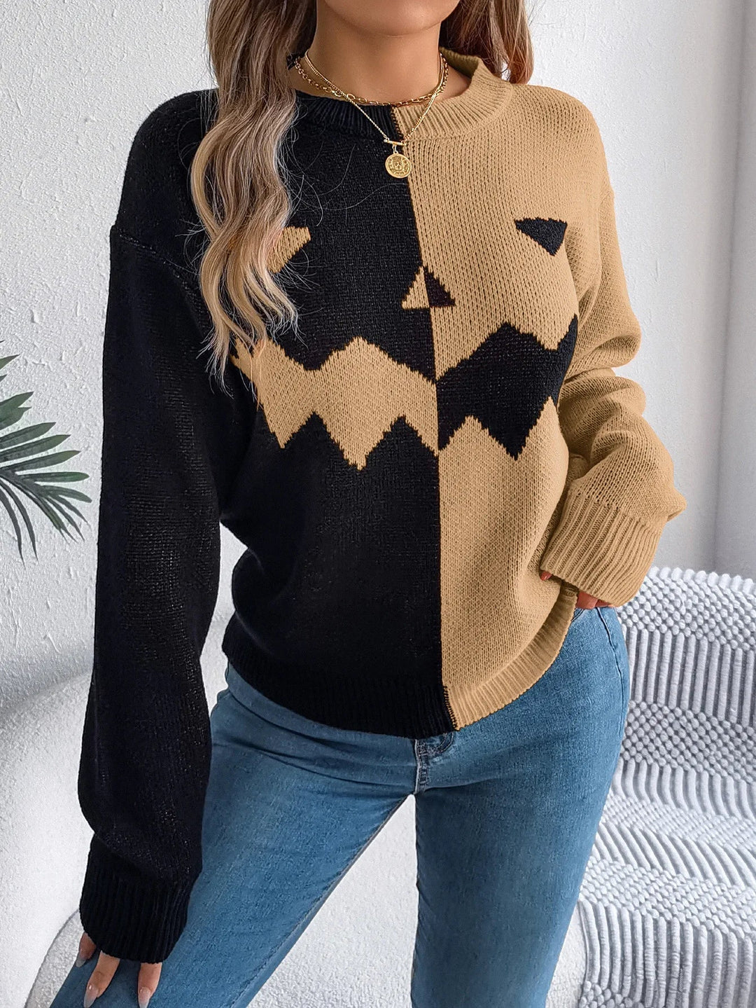 Reese | Two-Tone Pumpkin Sweater