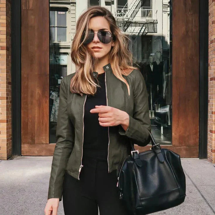 Olive | Versatile Leather Jacket