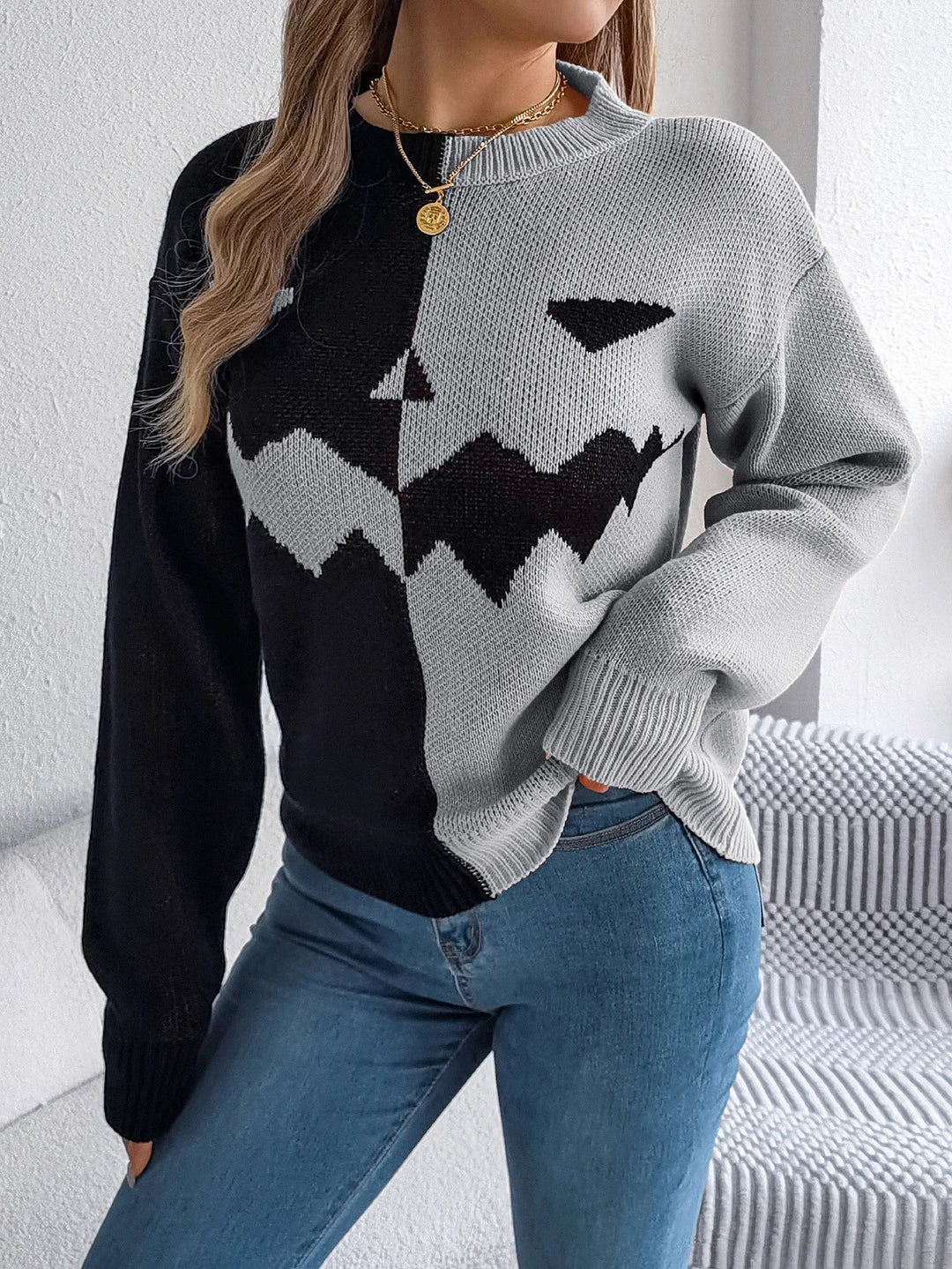 Reese | Two-Tone Pumpkin Sweater