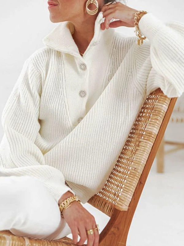 Cassie | Buttoned High-Neck Sweater