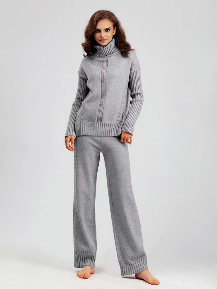 Scarlett | Chic High-Neck Knit Sweater & Loose Pants Set
