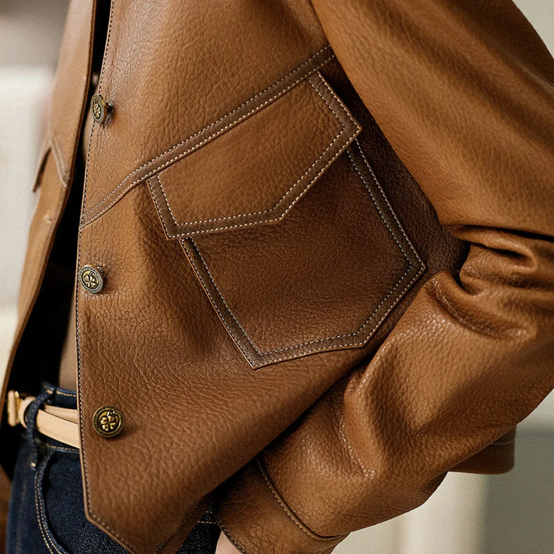 Olive | Leather Jacket for Spring