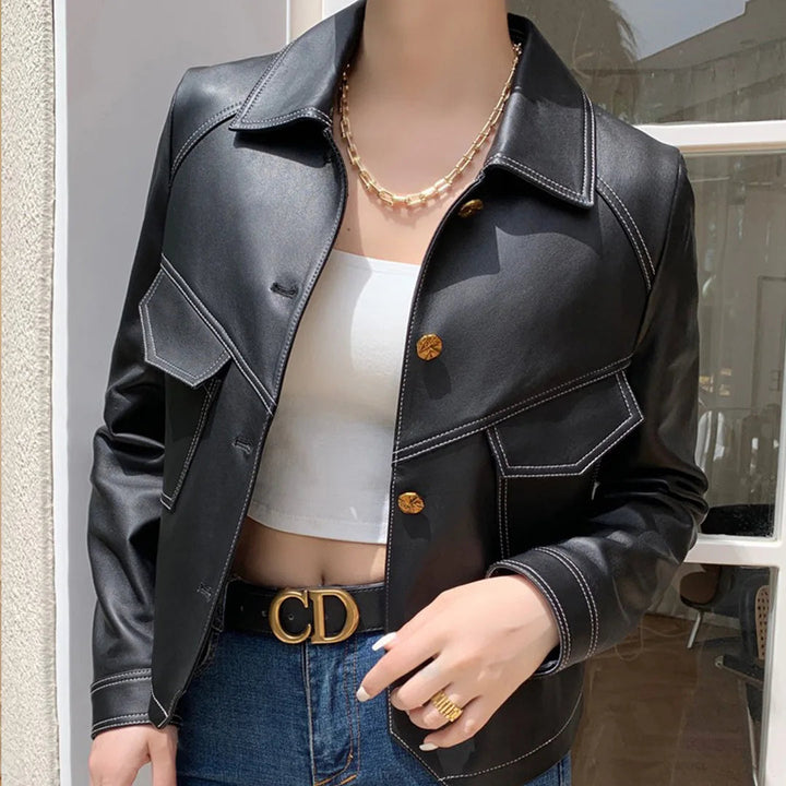 Olive | Leather Jacket for Spring